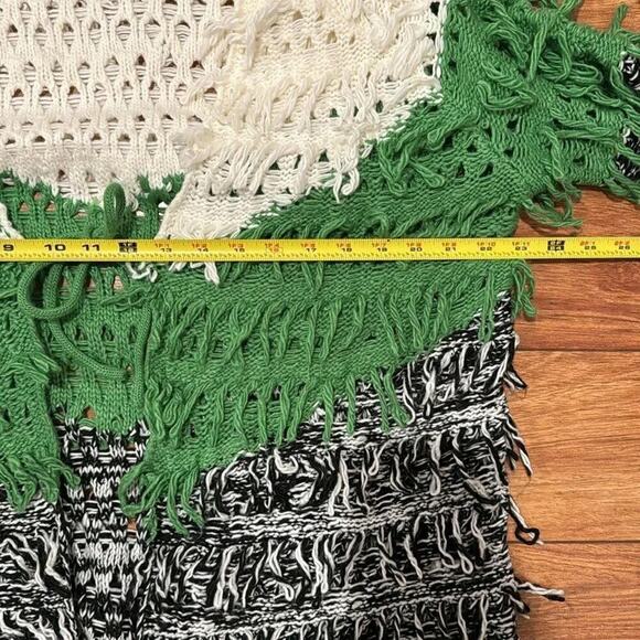 DO+BE Cardigan Sweater Color Block Grunge Oversized Looped Fringe Size Medium - Picture 7 of 8